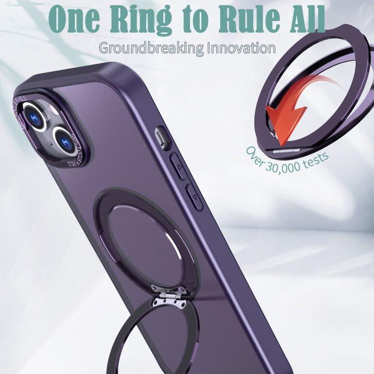 For iPhone 15 Wing Series MagSafe Magnetic Ring Holder Phone Case(Dark Purple) - iPhone 15 Cases by buy2fix | Online Shopping UK | buy2fix