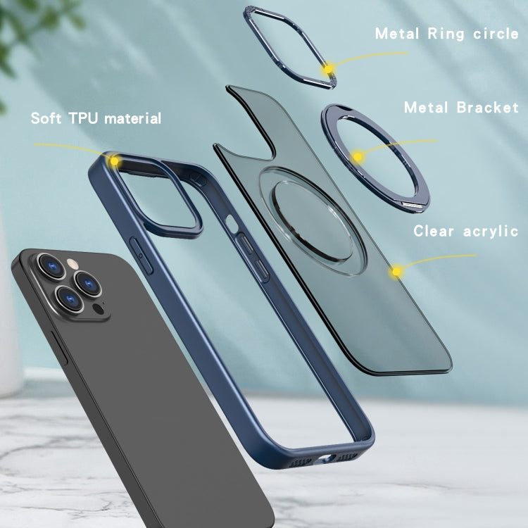 For iPhone 14 Pro Max Wing Series MagSafe Magnetic Ring Holder Phone Case(Blue) - iPhone 14 Pro Max Cases by buy2fix | Online Shopping UK | buy2fix