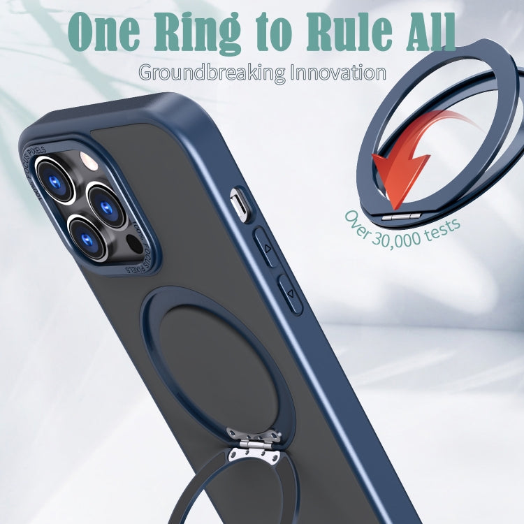 For iPhone 14 Pro Max Wing Series MagSafe Magnetic Ring Holder Phone Case(Blue) - iPhone 14 Pro Max Cases by buy2fix | Online Shopping UK | buy2fix
