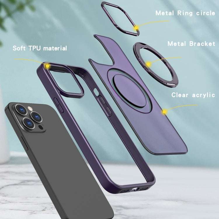 For iPhone 14 Pro Max Wing Series MagSafe Magnetic Ring Holder Phone Case(Dark Purple) - iPhone 14 Pro Max Cases by buy2fix | Online Shopping UK | buy2fix