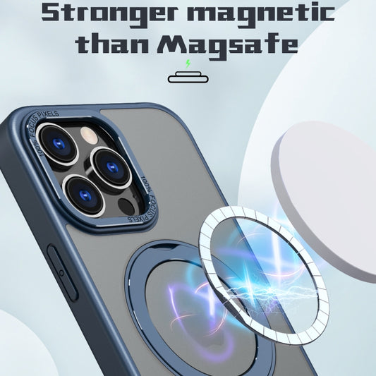 For iPhone 14 Pro Wing Series MagSafe Magnetic Ring Holder Phone Case(Blue) - iPhone 14 Pro Cases by buy2fix | Online Shopping UK | buy2fix