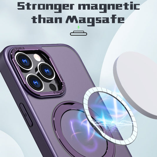 For iPhone 14 Pro Wing Series MagSafe Magnetic Ring Holder Phone Case(Dark Purple) - iPhone 14 Pro Cases by buy2fix | Online Shopping UK | buy2fix
