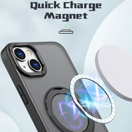 For iPhone 14 Wing Series MagSafe Magnetic Ring Holder Phone Case(Black) - iPhone 14 Cases by buy2fix | Online Shopping UK | buy2fix