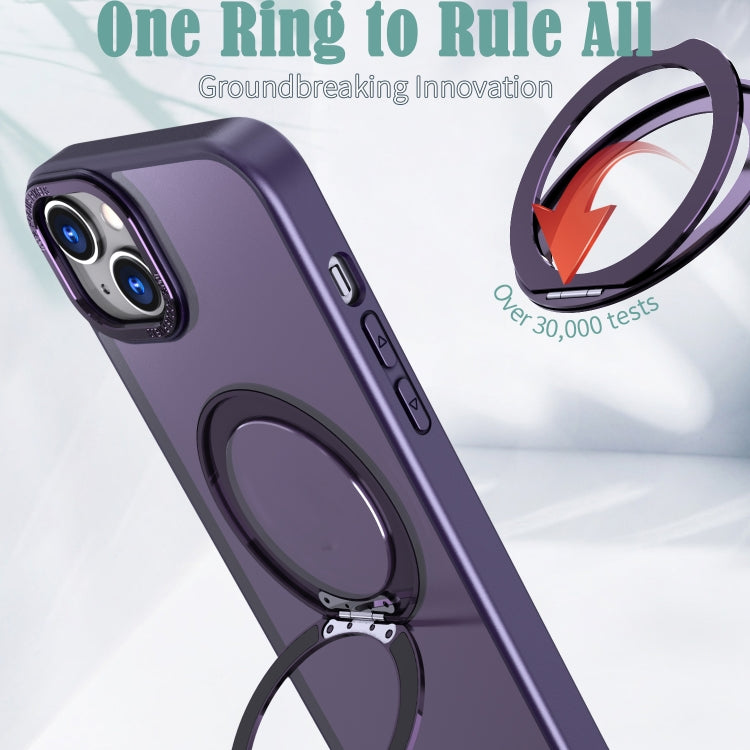 For iPhone 14 Wing Series MagSafe Magnetic Ring Holder Phone Case(Dark Purple) - iPhone 14 Cases by buy2fix | Online Shopping UK | buy2fix
