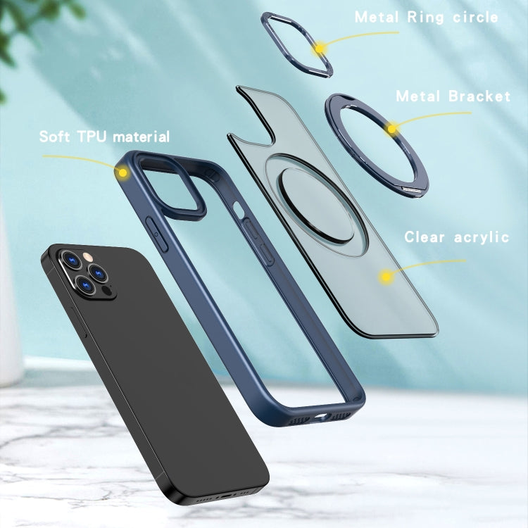 For iPhone 12 Pro Max Wing Series MagSafe Magnetic Ring Holder Phone Case(Blue) - iPhone 12 Pro Max Cases by buy2fix | Online Shopping UK | buy2fix