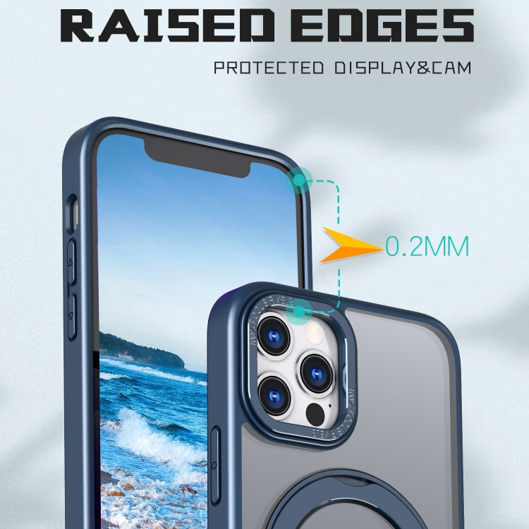 For iPhone 12 Pro Max Wing Series MagSafe Magnetic Ring Holder Phone Case(Blue) - iPhone 12 Pro Max Cases by buy2fix | Online Shopping UK | buy2fix