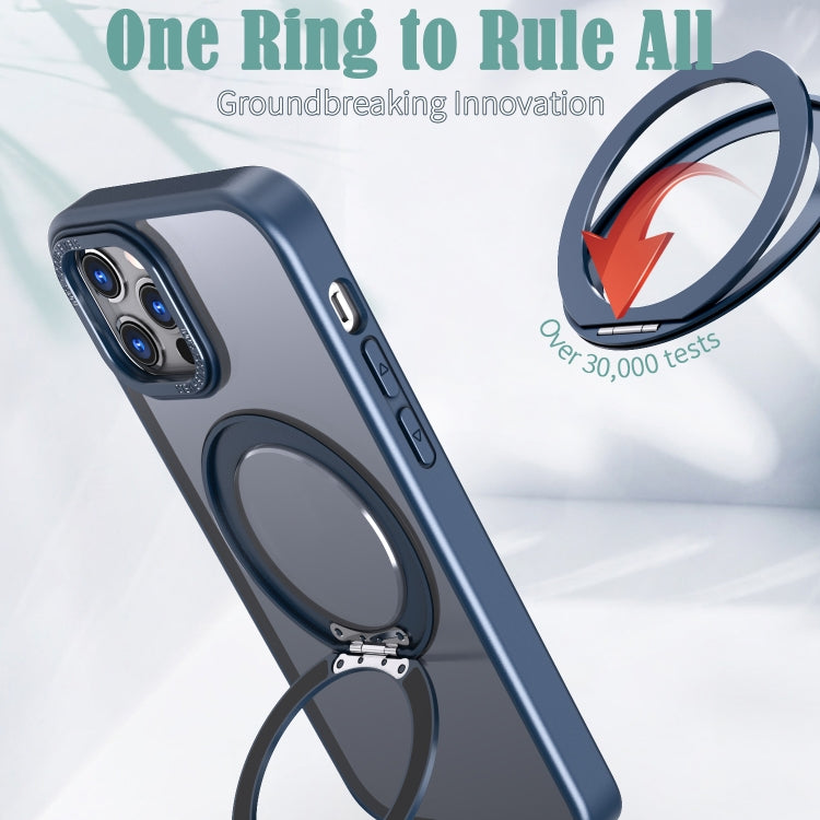 For iPhone 12 Pro Max Wing Series MagSafe Magnetic Ring Holder Phone Case(Blue) - iPhone 12 Pro Max Cases by buy2fix | Online Shopping UK | buy2fix