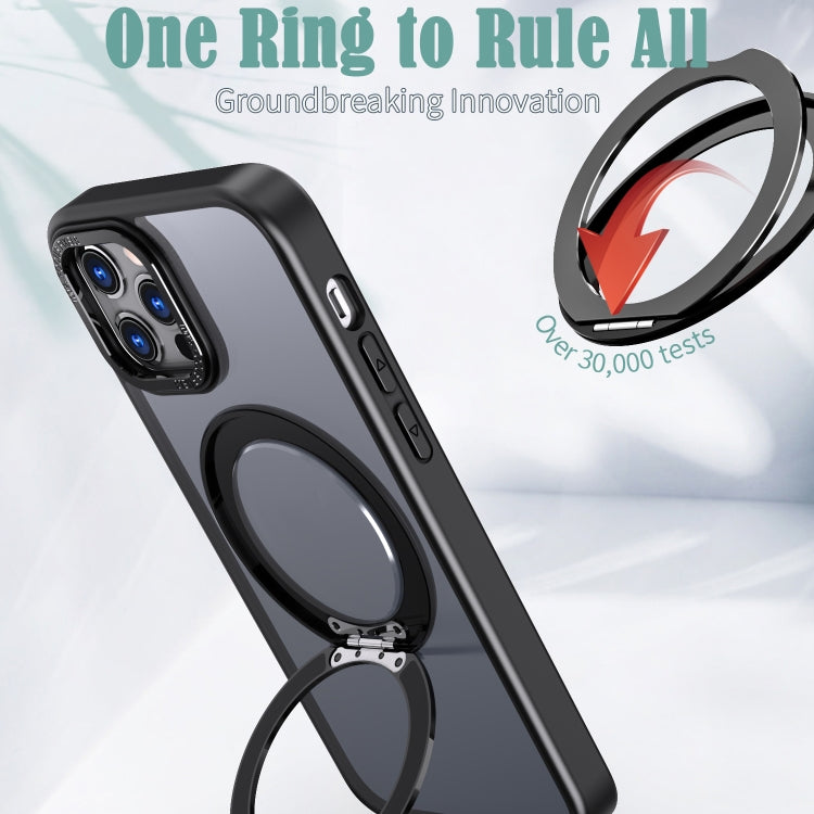 For iPhone 12 Pro Wing Series MagSafe Magnetic Ring Holder Phone Case(Black) - iPhone 12 / 12 Pro Cases by buy2fix | Online Shopping UK | buy2fix
