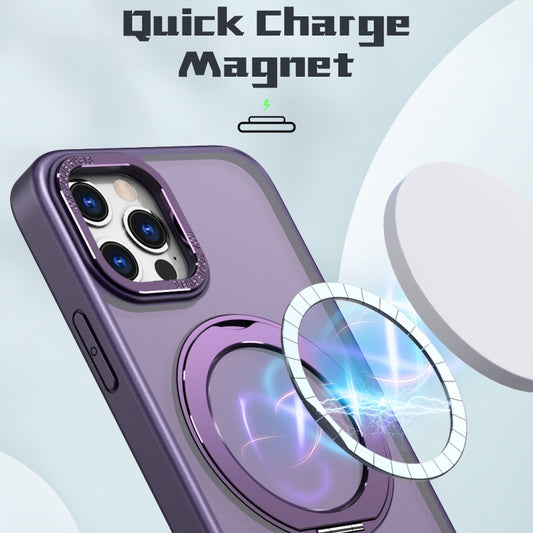 For iPhone 12 Pro Wing Series MagSafe Magnetic Ring Holder Phone Case(Dark Purple) - iPhone 12 / 12 Pro Cases by buy2fix | Online Shopping UK | buy2fix