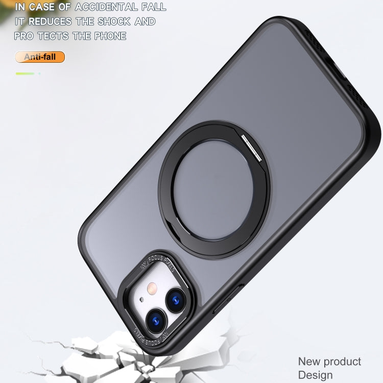 For iPhone 12 Wing Series MagSafe Magnetic Ring Holder Phone Case(Black) - iPhone 12 / 12 Pro Cases by buy2fix | Online Shopping UK | buy2fix