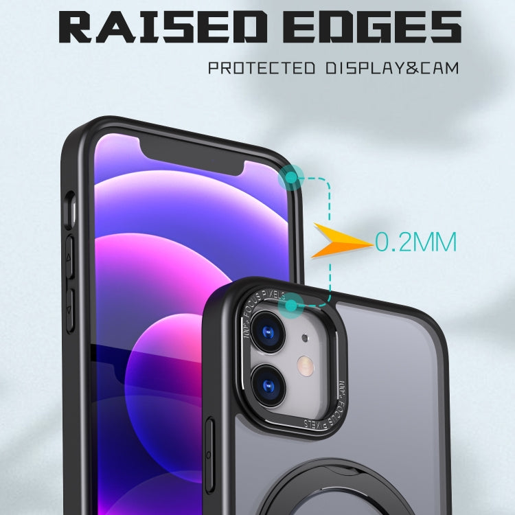 For iPhone 12 Wing Series MagSafe Magnetic Ring Holder Phone Case(Black) - iPhone 12 / 12 Pro Cases by buy2fix | Online Shopping UK | buy2fix