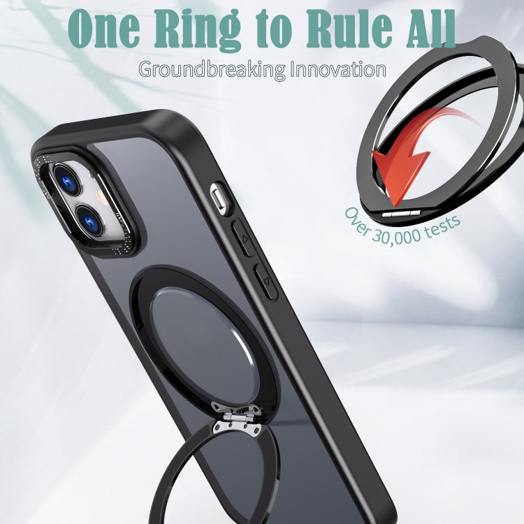 For iPhone 12 Wing Series MagSafe Magnetic Ring Holder Phone Case(Black) - iPhone 12 / 12 Pro Cases by buy2fix | Online Shopping UK | buy2fix