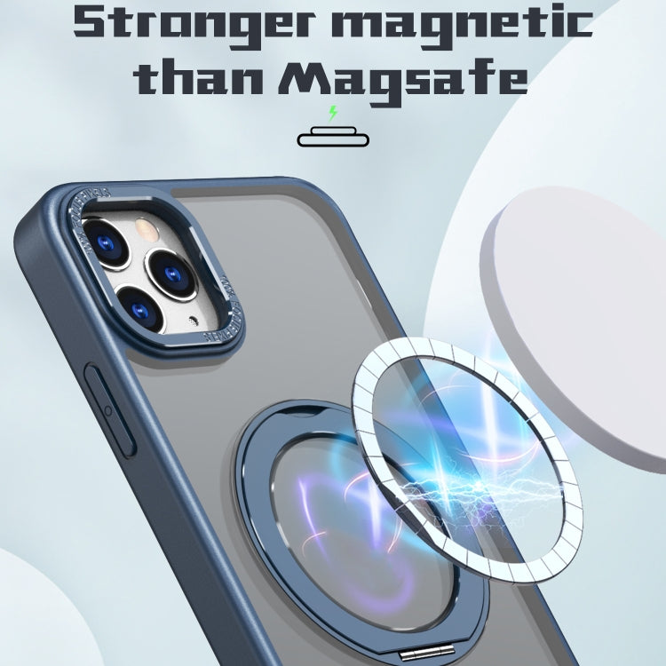 For iPhone 11 Pro Max Wing Series MagSafe Magnetic Ring Holder Phone Case(Blue) - iPhone 11 Pro Max Cases by buy2fix | Online Shopping UK | buy2fix