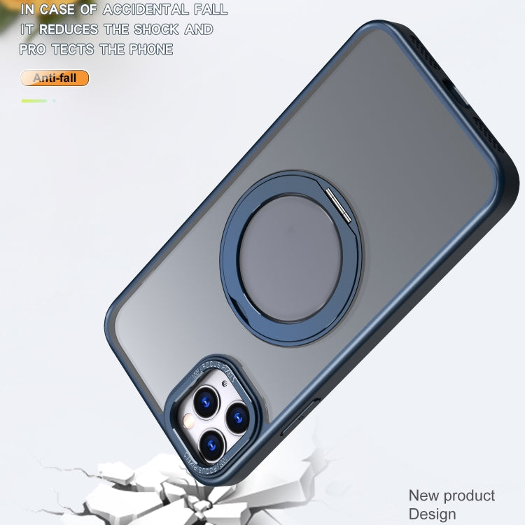 For iPhone 11 Pro Max Wing Series MagSafe Magnetic Ring Holder Phone Case(Blue) - iPhone 11 Pro Max Cases by buy2fix | Online Shopping UK | buy2fix