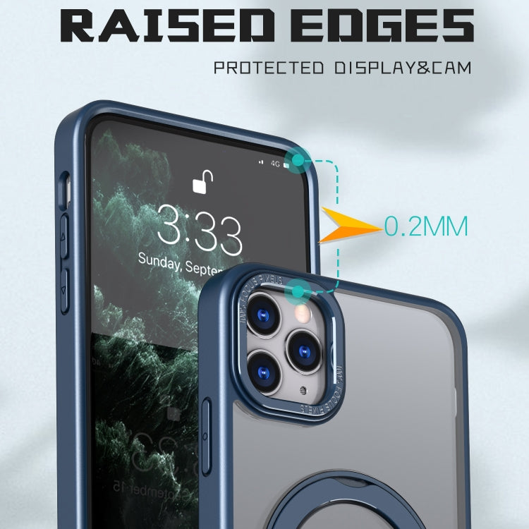 For iPhone 11 Pro Max Wing Series MagSafe Magnetic Ring Holder Phone Case(Blue) - iPhone 11 Pro Max Cases by buy2fix | Online Shopping UK | buy2fix