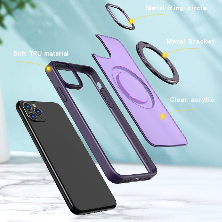 For iPhone 11 Pro Wing Series MagSafe Magnetic Ring Holder Phone Case(Dark Purple) - iPhone 11 Cases by buy2fix | Online Shopping UK | buy2fix
