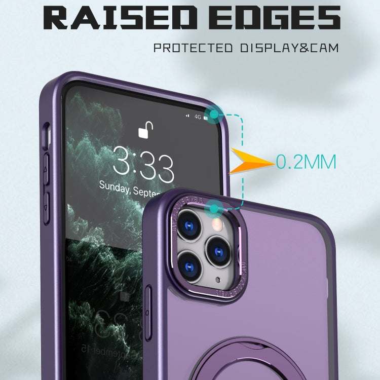 For iPhone 11 Pro Wing Series MagSafe Magnetic Ring Holder Phone Case(Dark Purple) - iPhone 11 Cases by buy2fix | Online Shopping UK | buy2fix