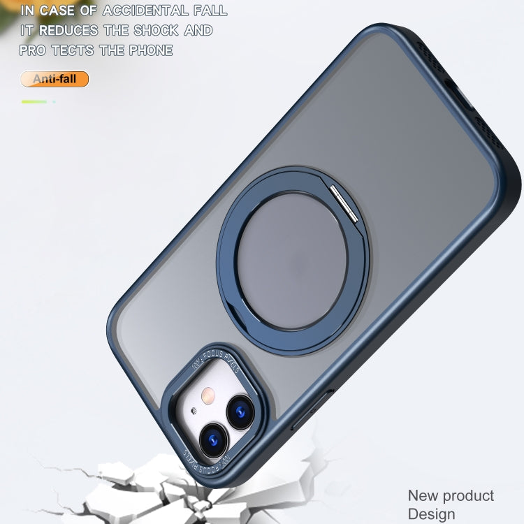 For iPhone 11 Wing Series MagSafe Magnetic Ring Holder Phone Case(Blue) - iPhone 11 Cases by buy2fix | Online Shopping UK | buy2fix