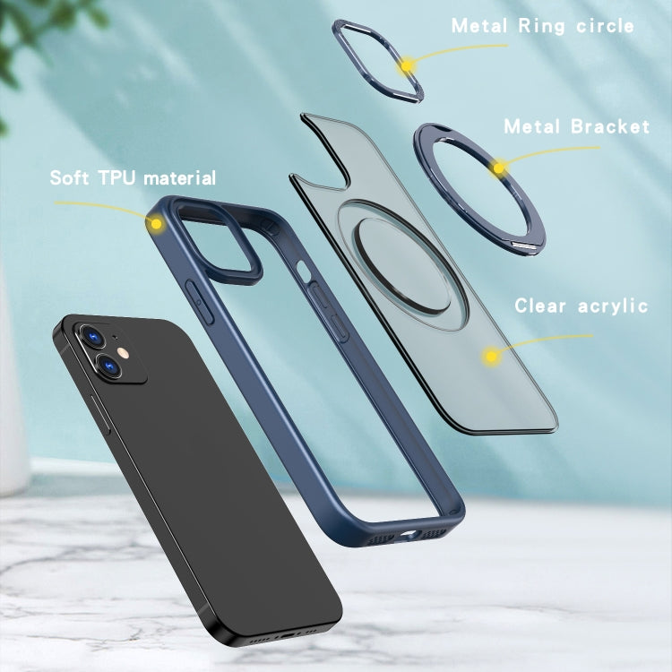 For iPhone 11 Wing Series MagSafe Magnetic Ring Holder Phone Case(Blue) - iPhone 11 Cases by buy2fix | Online Shopping UK | buy2fix