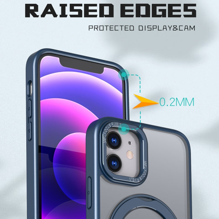 For iPhone 11 Wing Series MagSafe Magnetic Ring Holder Phone Case(Blue) - iPhone 11 Cases by buy2fix | Online Shopping UK | buy2fix