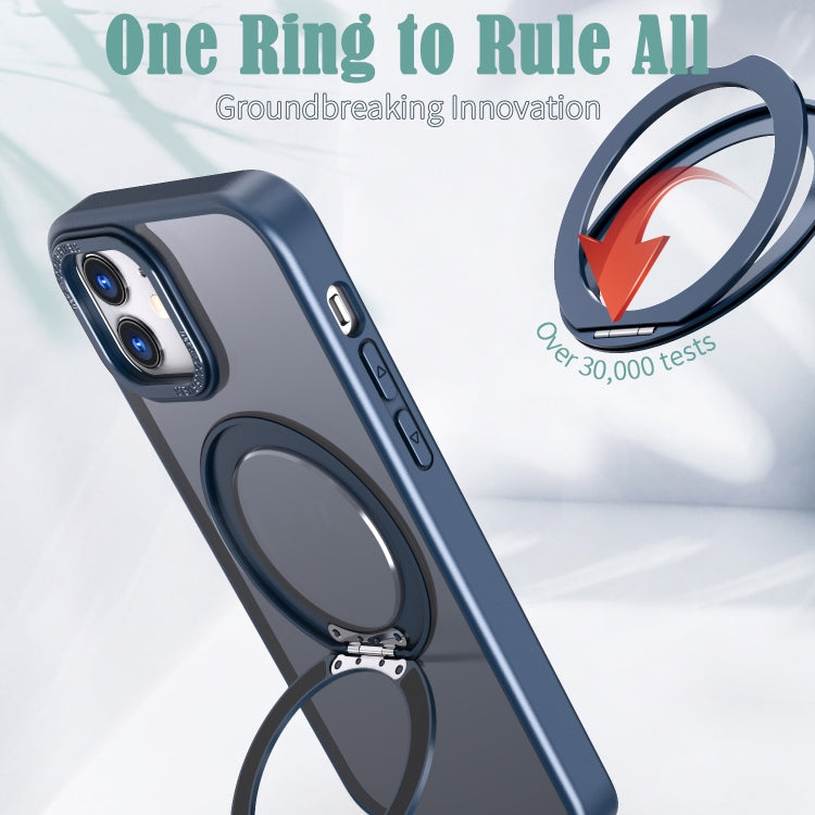 For iPhone 11 Wing Series MagSafe Magnetic Ring Holder Phone Case(Blue) - iPhone 11 Cases by buy2fix | Online Shopping UK | buy2fix