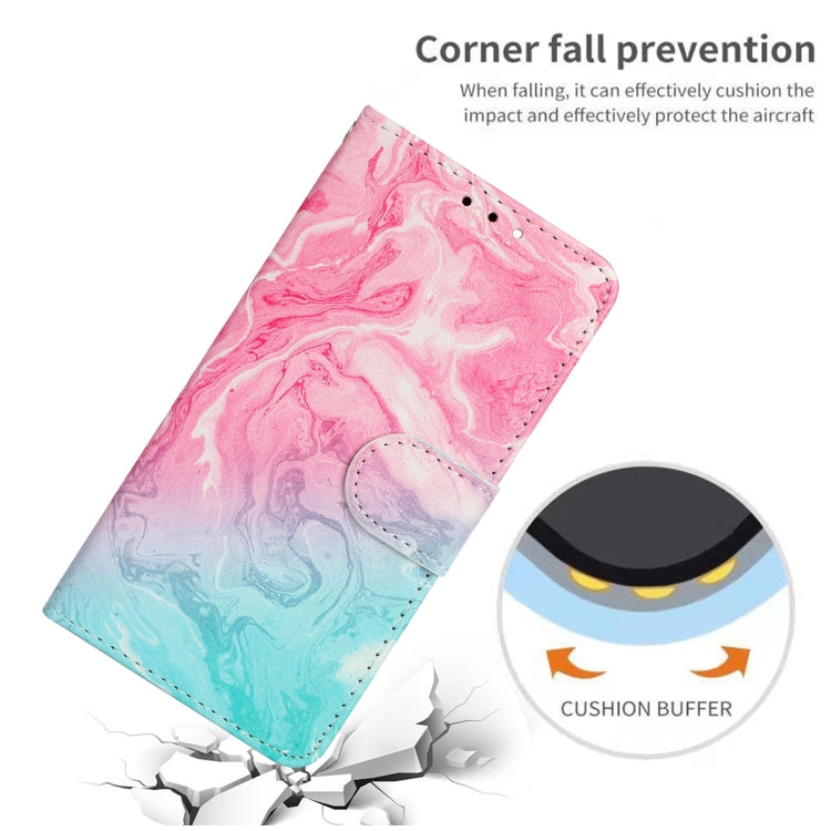 For iPhone 16 Pro Max Colored Drawing Marble Pattern Leather Phone Case(Pink Green Marble) by buy2fix