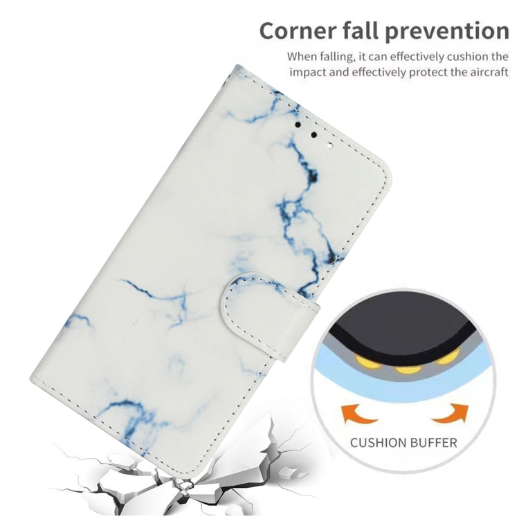 For iPhone 16 Plus Colored Drawing Marble Pattern Leather Phone Case(White Marble) by buy2fix