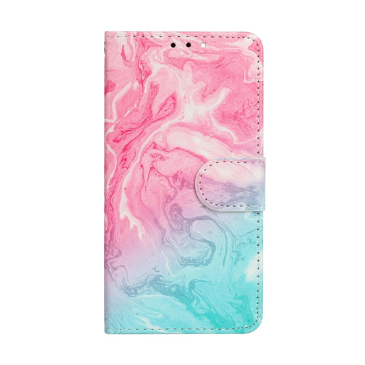 For iPhone 16 Plus Colored Drawing Marble Pattern Leather Phone Case(Pink Green Marble) by buy2fix