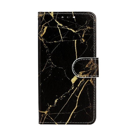 For iPhone 16 Colored Drawing Marble Pattern Leather Phone Case(Black Gold Marble) by buy2fix