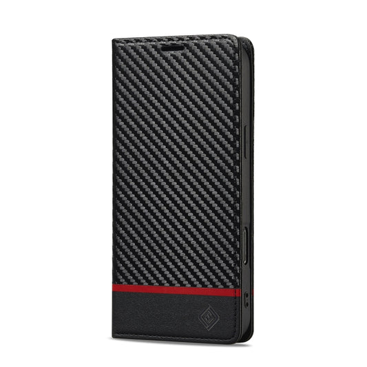 For iPhone 16 Pro Max LC.IMEEKE Carbon Fiber Leather Phone Case(Horizontal Black) by LC.IMEEKE