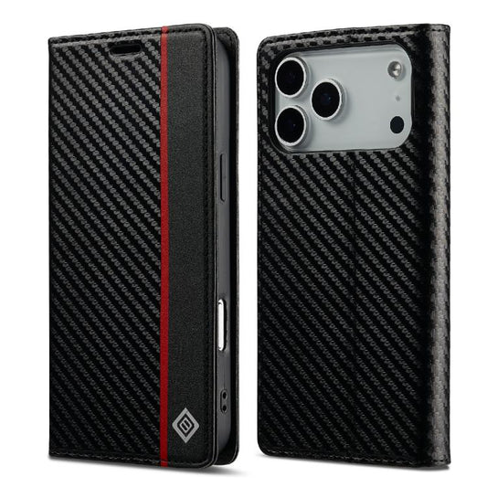 For iPhone 17 Pro LC.IMEEKE Carbon Fiber Leather Phone Case(Vertical Black) - iPhone 17 Pro Cases by LC.IMEEKE | Online Shopping UK | buy2fix
