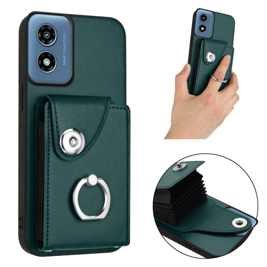 For Motorola Moto G Play 2024 5G Organ Card Bag Ring Holder Phone Case(Green) by buy2fix