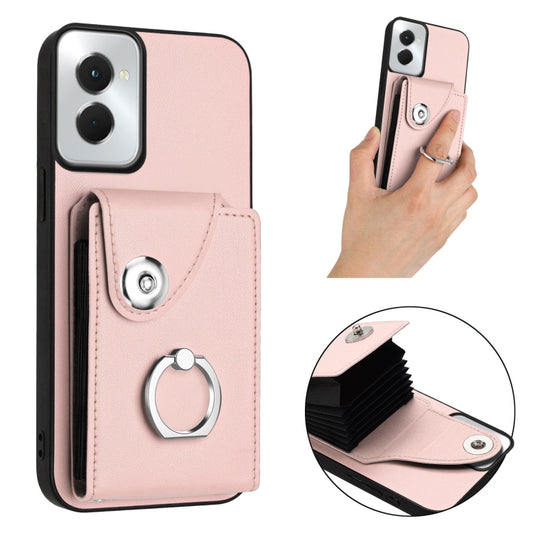 For Motorola Moto G Power 2024 5G Organ Card Bag Ring Holder Phone Case(Pink) by buy2fix