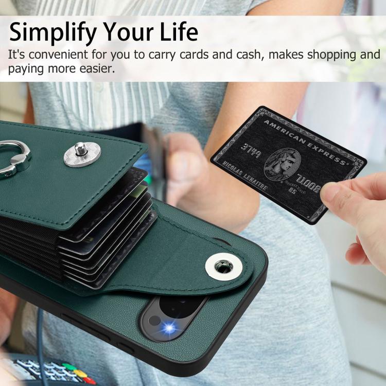 For Google Pixel 10 / 10 Pro Organ Card Bag Ring Holder Phone Case(Green) - Google Cases by buy2fix | Online Shopping UK | buy2fix