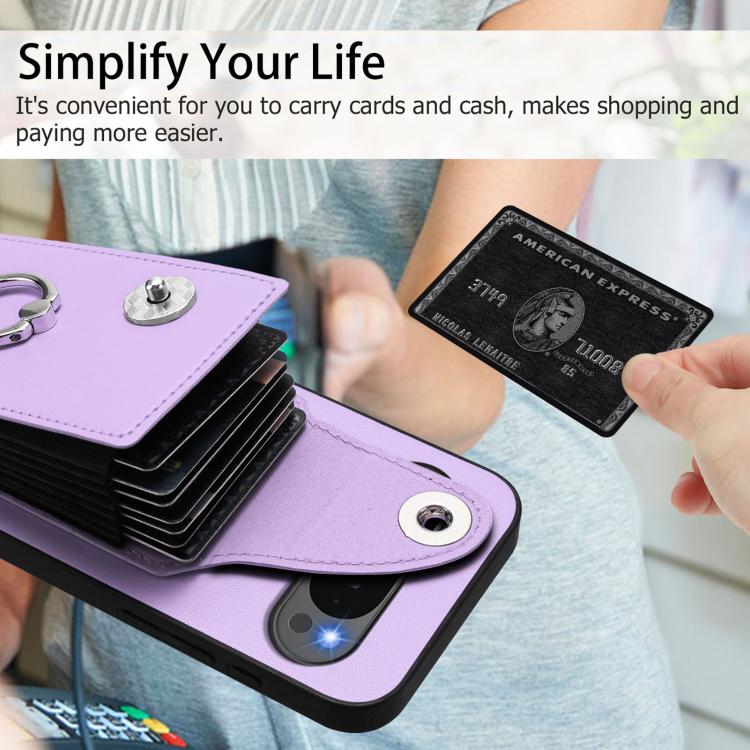 For Google Pixel 10 Pro XL Organ Card Bag Ring Holder Phone Case(Purple) - Google Cases by buy2fix | Online Shopping UK | buy2fix