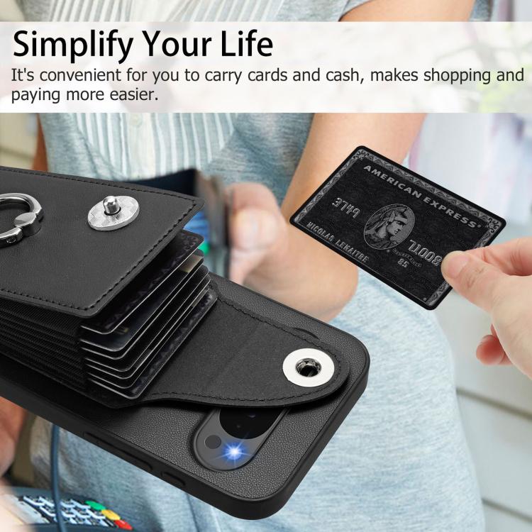 For Google Pixel 10 Pro XL Organ Card Bag Ring Holder Phone Case(Black) - Google Cases by buy2fix | Online Shopping UK | buy2fix