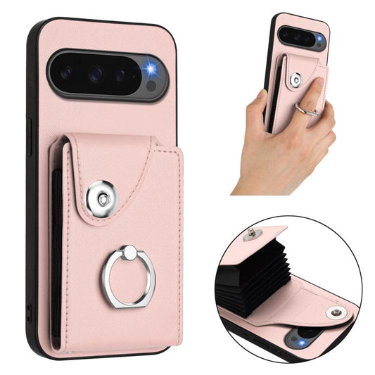 For Google Pixel 10 Pro XL Organ Card Bag Ring Holder Phone Case(Pink) - Google Cases by buy2fix | Online Shopping UK | buy2fix