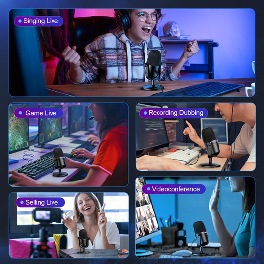 ONIKUMA M830 USB Desktop Colorful RGB Condenser Microphone by ONIKUMA