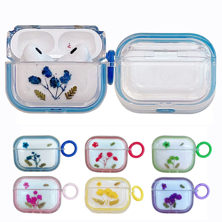 For AirPods 3 Glitter Starry Epoxy Dried Flowers Earbuds Box TPU Case(Light Blue) by buy2fix