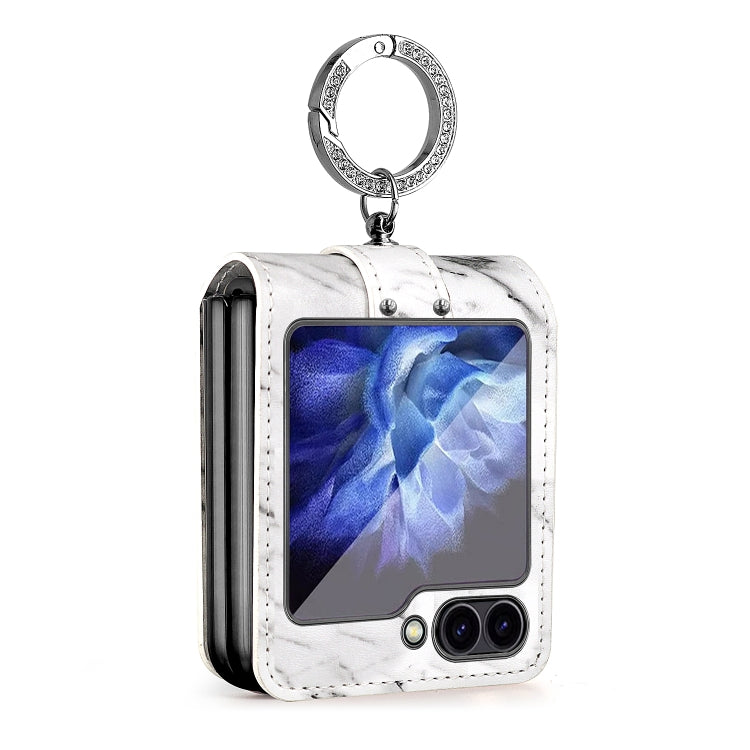 For Samsung Galaxy Z Flip6 / Flip7 FE Colorful Clouds Series Ring Hand-held PU Phone Case(White) - Galaxy Z Flip6 5G Cases by buy2fix | Online Shopping UK | buy2fix