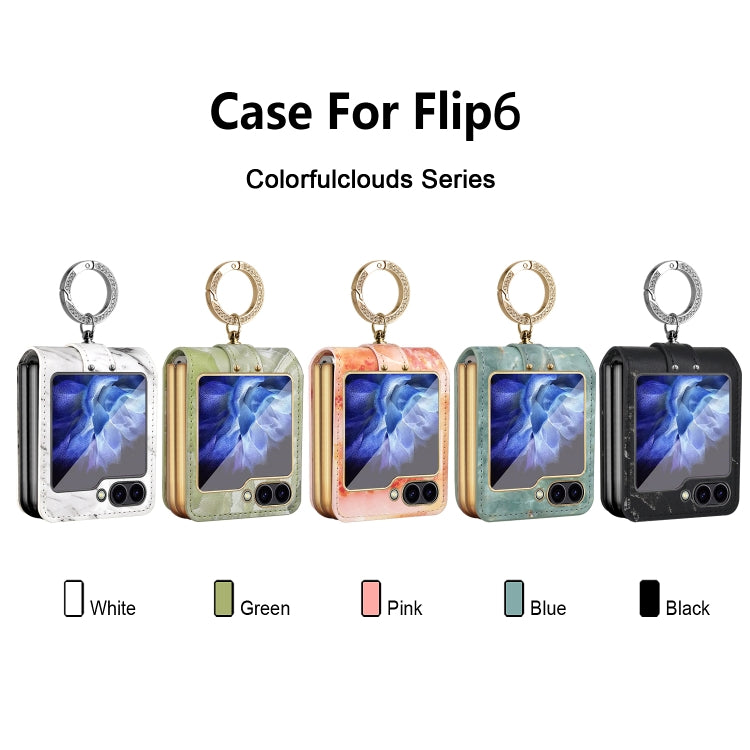 For Samsung Galaxy Z Flip6 / Flip7 FE Colorful Clouds Series Ring Hand-held PU Phone Case(White) - Galaxy Z Flip6 5G Cases by buy2fix | Online Shopping UK | buy2fix
