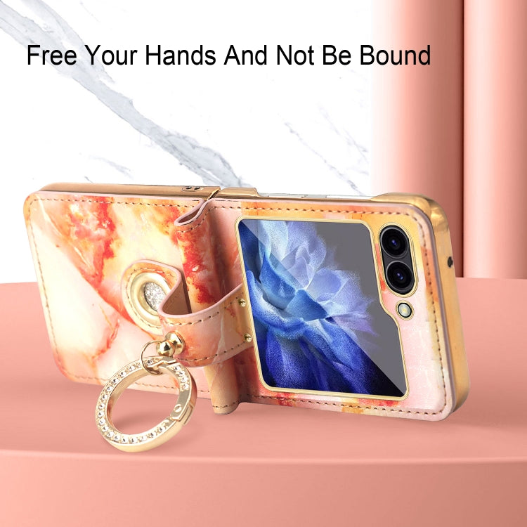 For Samsung Galaxy Z Flip6 / Flip7 FE Colorful Clouds Series Ring Hand-held PU Phone Case(White) - Galaxy Z Flip6 5G Cases by buy2fix | Online Shopping UK | buy2fix