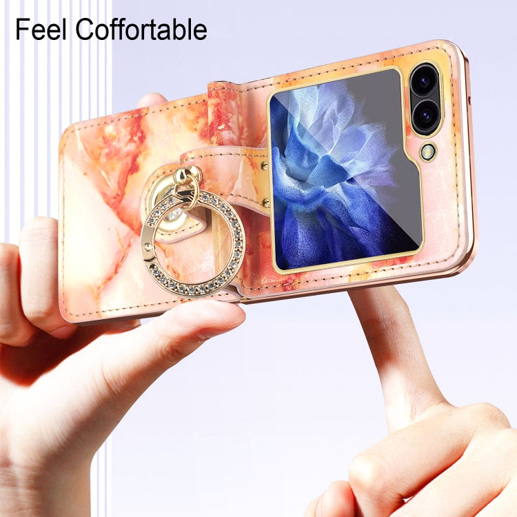 For Samsung Galaxy Z Flip6 / Flip7 FE Colorful Clouds Series Ring Hand-held PU Phone Case(White) - Galaxy Z Flip6 5G Cases by buy2fix | Online Shopping UK | buy2fix
