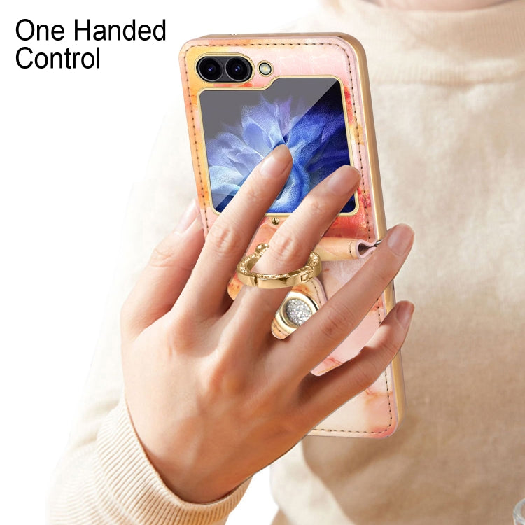 For Samsung Galaxy Z Flip6 / Flip7 FE Colorful Clouds Series Ring Hand-held PU Phone Case(White) - Galaxy Z Flip6 5G Cases by buy2fix | Online Shopping UK | buy2fix