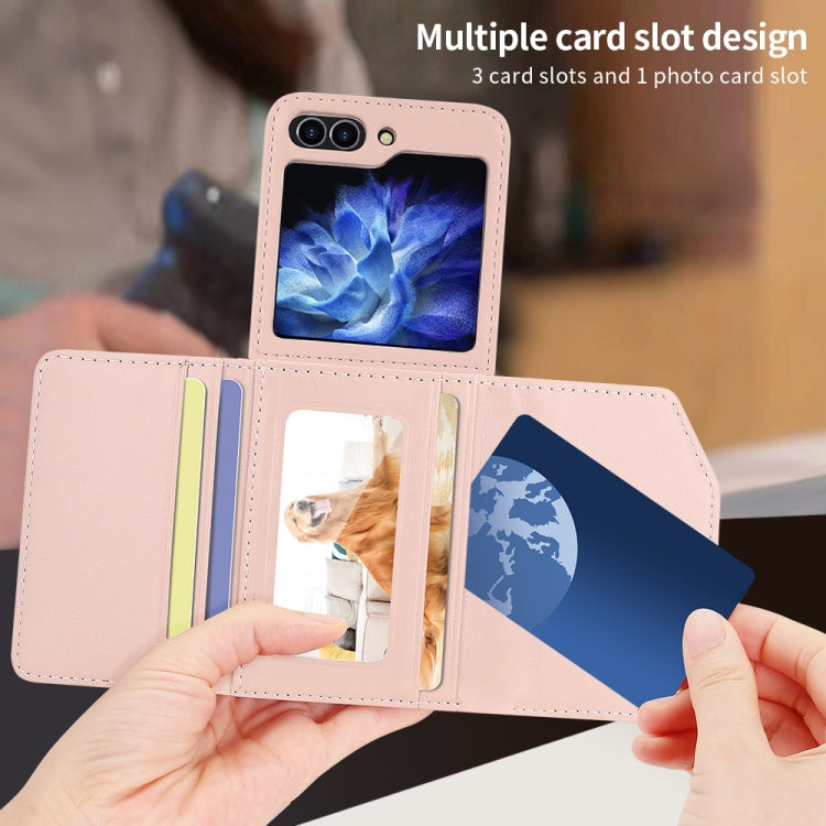For Samsung Galaxy Z Flip6 / Flip7 FE VIETAO Rhombic Texture Wallet PU Phone Case with Long Lanyard(Pink) - Galaxy Z Flip6 5G Cases by VIETAO | Online Shopping UK | buy2fix
