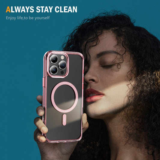 For iPhone 16 Pro Max Airbag Magsafe PC Hybrid TPU Phone Case(Clear Pink) by buy2fix