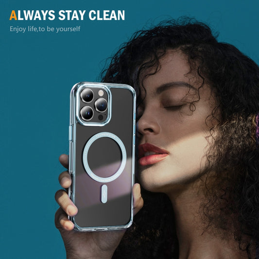 For iPhone 16 Pro Airbag Magsafe PC Hybrid TPU Phone Case(Clear Blue) by buy2fix