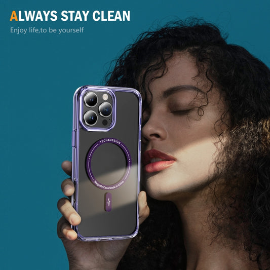 For iPhone 16 Pro Airbag Magsafe PC Hybrid TPU Phone Case(Clear Purple) by buy2fix