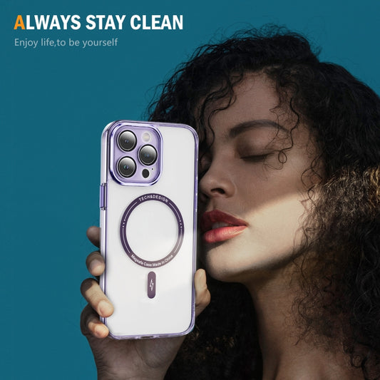 For iPhone 12 Pro Max Airbag Magsafe PC Hybrid TPU Phone Case(Clear Purple) by buy2fix