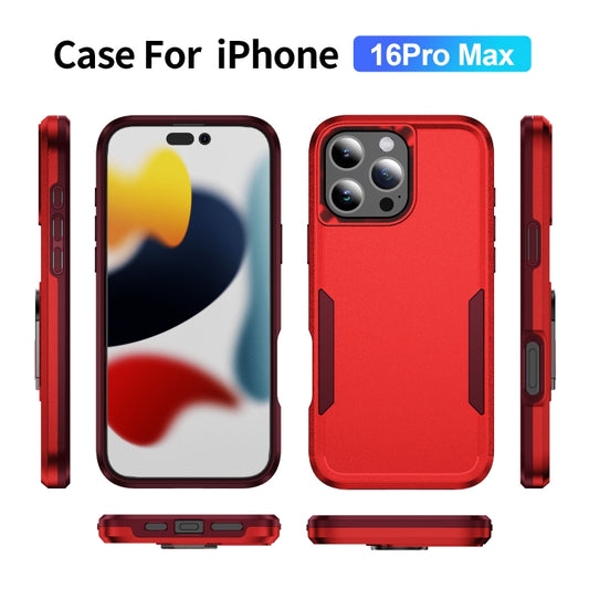 For iPhone 16 Pro Max Pioneer Armor Heavy Duty PC + TPU Phone Case(Red+Rose Red) by buy2fix